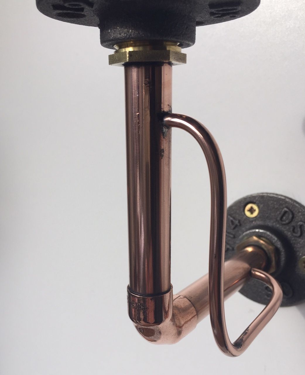 handmade copper pipe shelf support industrial