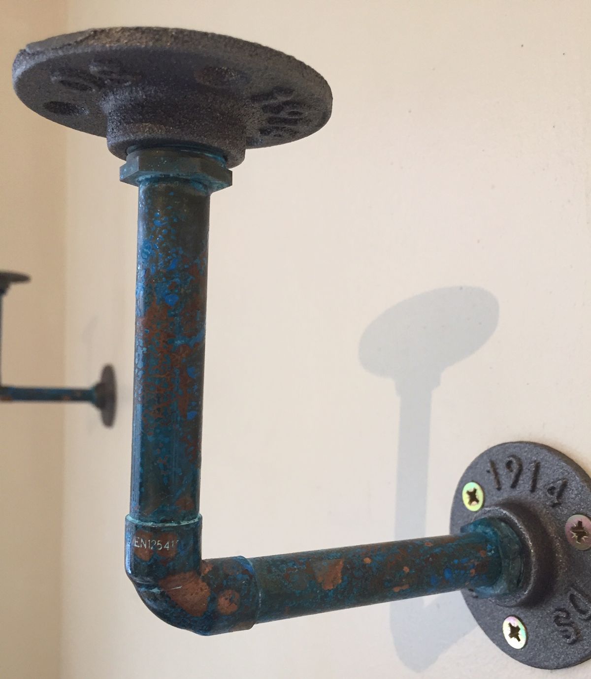 industrial copper shelf bracket cobalt fade